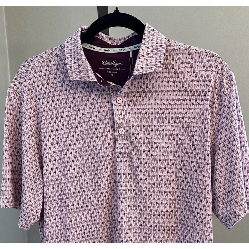 Walter Hagen Men’s Small P11 Golf Polo Shirt, NWT pink Carolina Cocktail